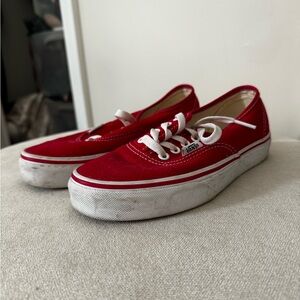 Red Vans, low profile